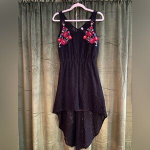 Embroidered Roses High Low Lace Dress